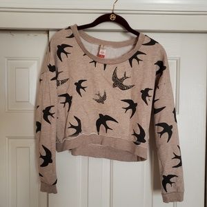 Tan Crop lightweight sweatshirt